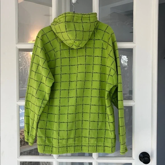 Teddy Fresh Barbed Wire Pullover Hoodie in Lime Green Black Men's Large Grunge - Picture 3 of 4